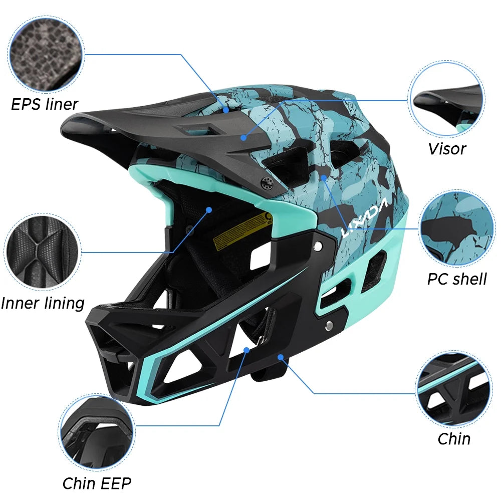Full Face MTB Helmet with Visor, 59 61cm Head Circumference A530