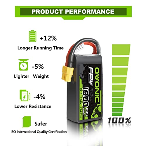 4s 1300mAh 100C 14.8V Lipo Battery with XT60 Connector 2 Packs C27522