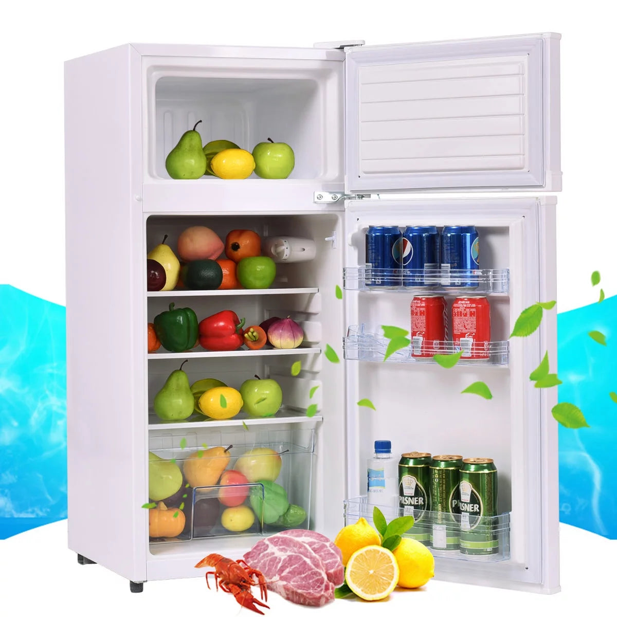 2 Doors 3.4 cu ft. Compact Mini Refrigerator Freezer A83244