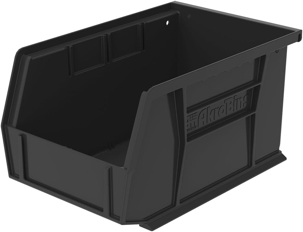 Plastic Storage Bin Hanging Stacking Containers, 9-Inch x 6-Inch x 5-Inch, Black, 12-Pack T195