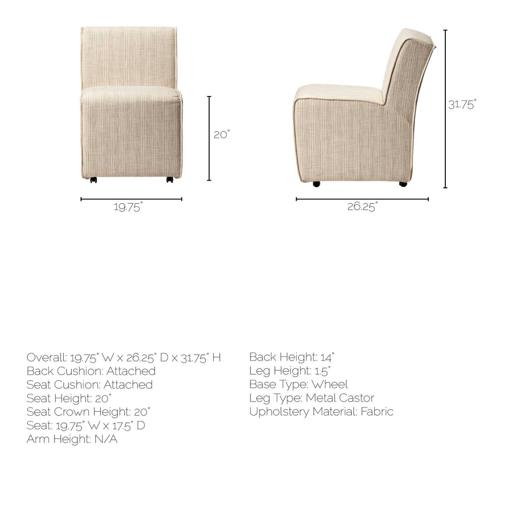 Cream Fabric Dining Chair on Casters T29864