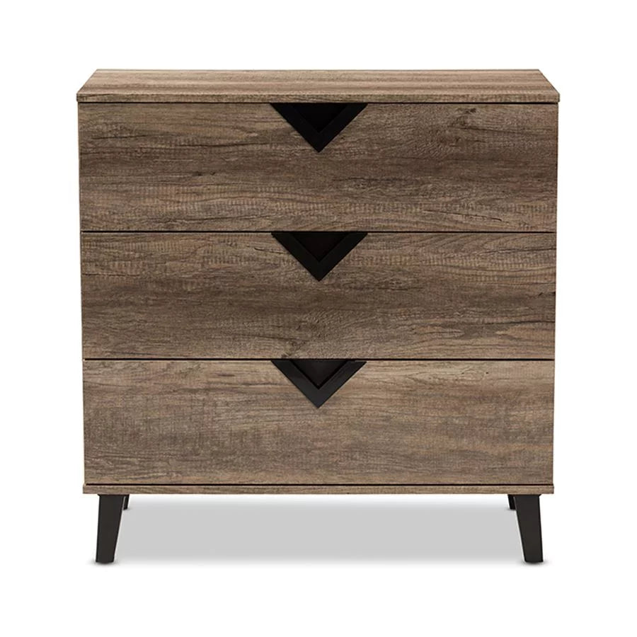 Light Brown Wood 3-Drawer Chest W505841