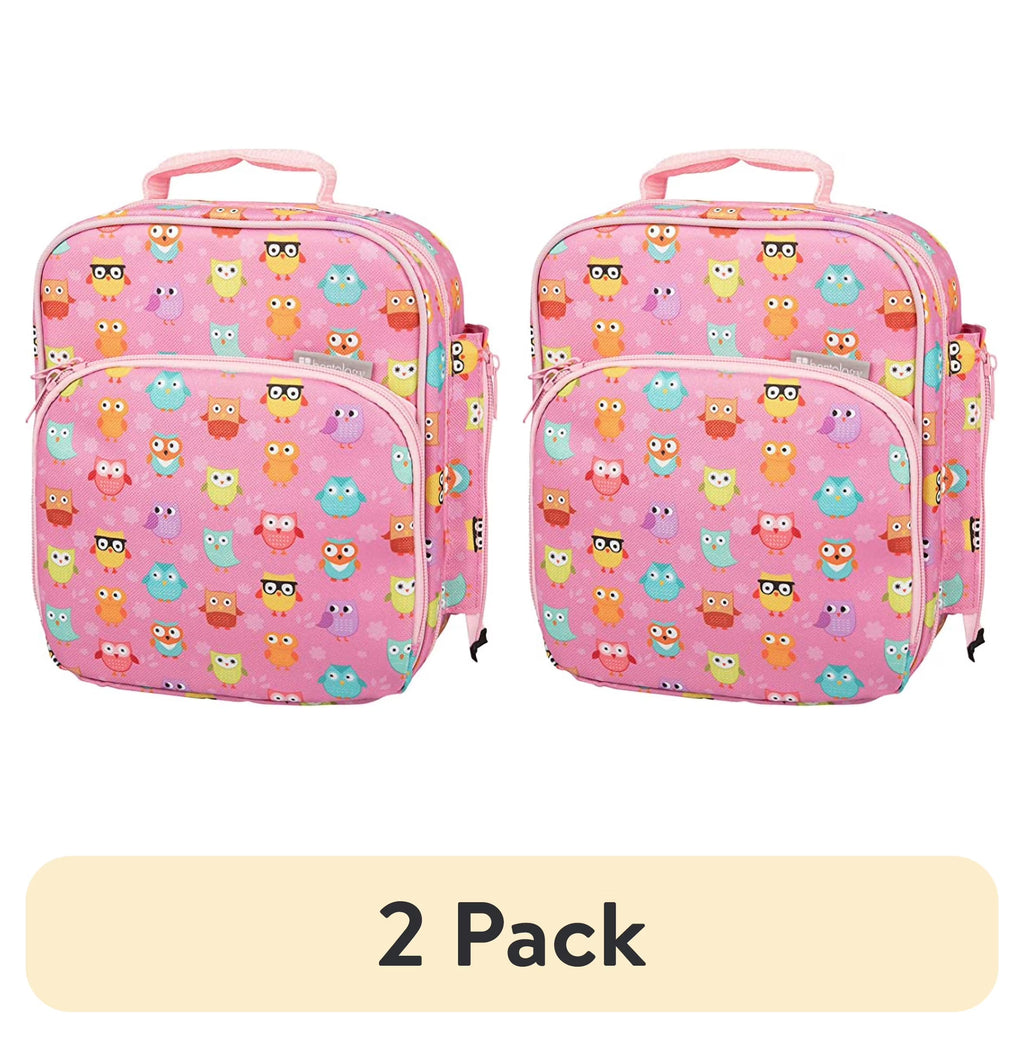 (2 pack) Insulated Lunch Box Tote with Snack Pocket and Water Bottle Holder X503