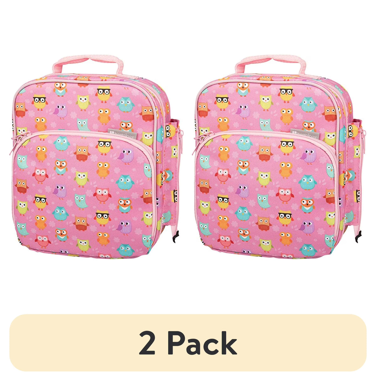 (2 pack) Insulated Lunch Box Tote with Snack Pocket and Water Bottle Holder X503