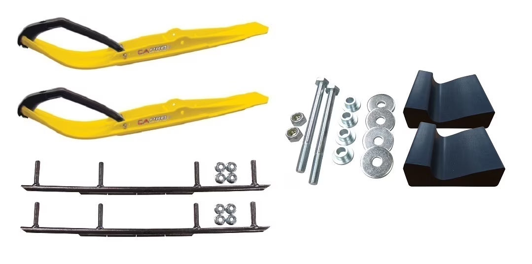 Yellow Razor Snowmobile Skis with 8" Round Bars Complete Kit I102413