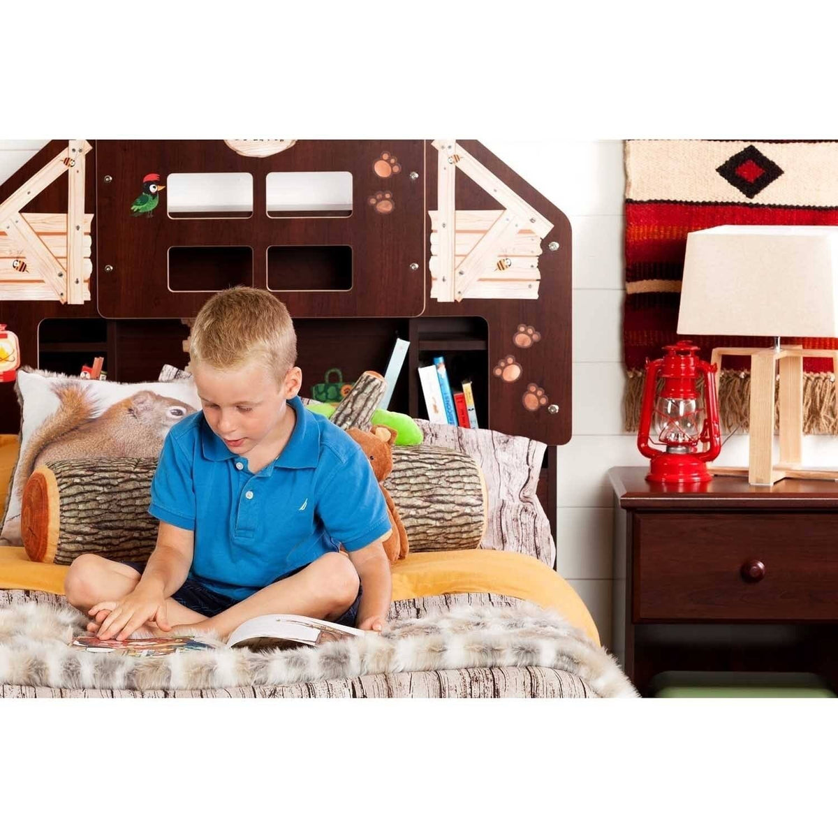 Twin Bookcase Headboard with Decals W490699