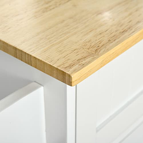 White Mobile Kitchen Island with Storage O156