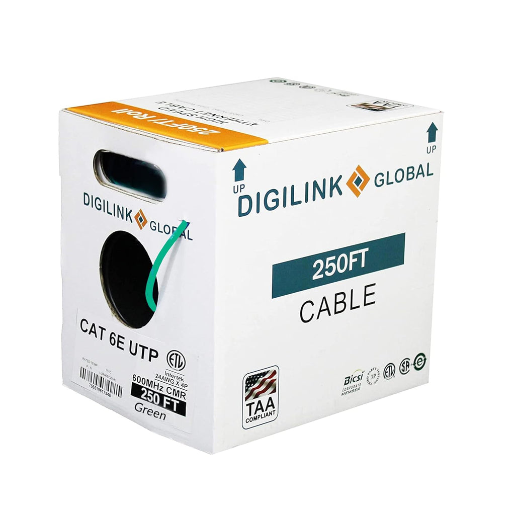 Blue 250ft CAT6e Riser UTP 24AWG Solid Bare Copper Ethernet Cable Q655