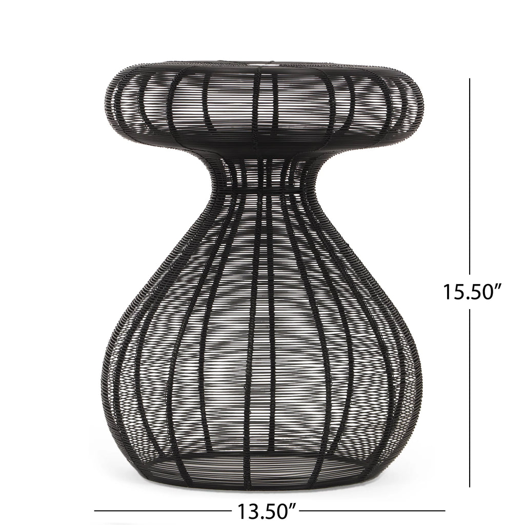 Black Round Aluminum Side Table H254993