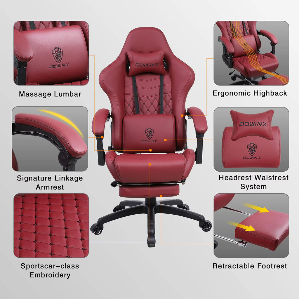 Gaming Chair Massage PU Leather with Footrest L82010