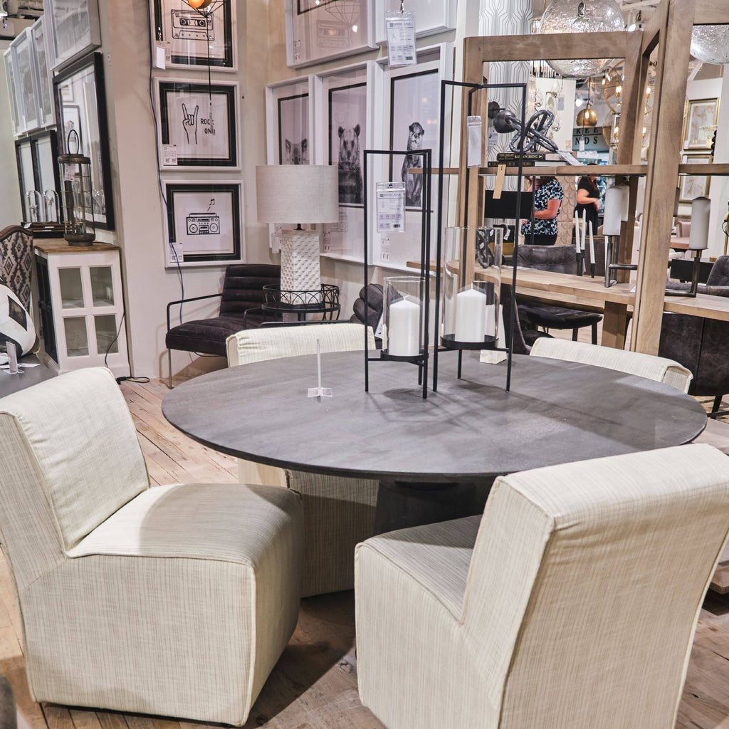 Cream Fabric Dining Chair on Casters T29864
