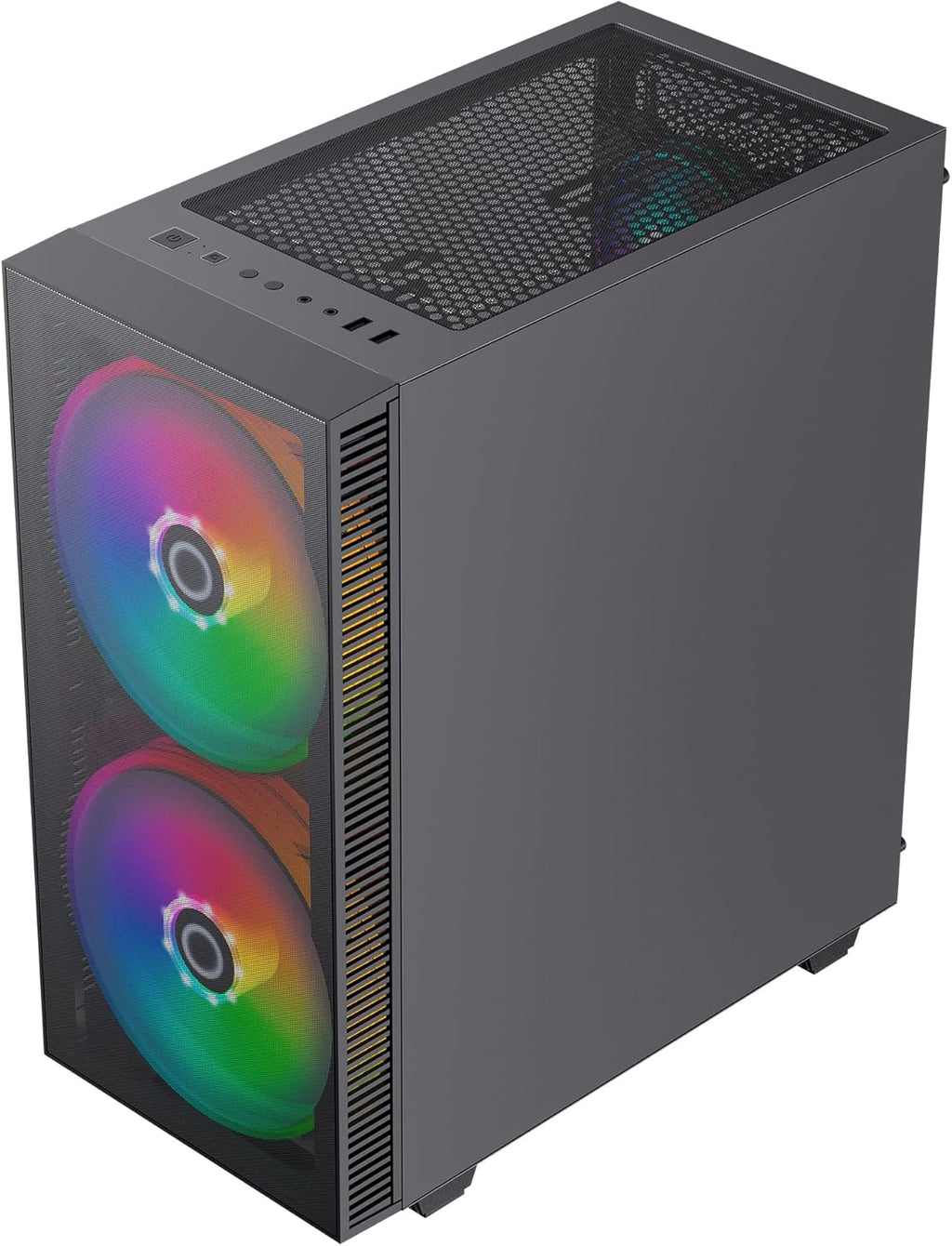 Black Mid-Tower ATX ARGB PC Gaming Case with Tempered Glass Side Panel X524189