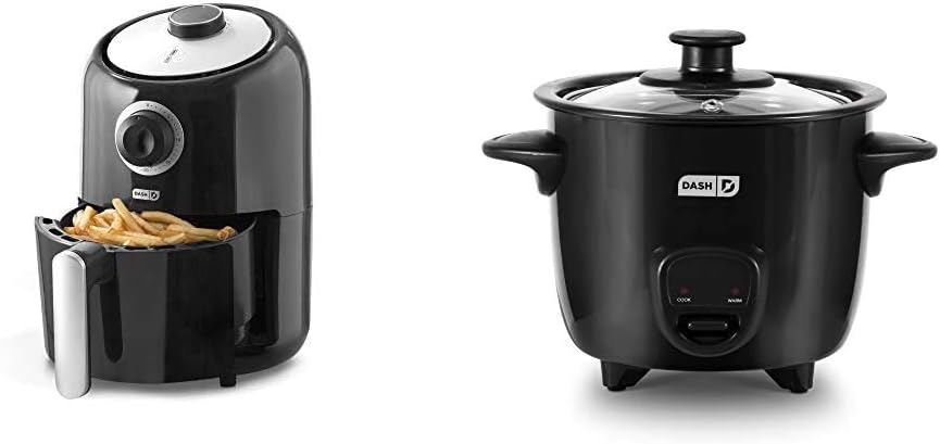 Compact Air Fryer Oven Cooker and Mini Rice Cooker Steamer with Nonstick Pot U422873