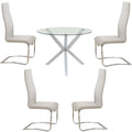 5 Piece Round Glass Top Dining Table and 4 Chairs X21336