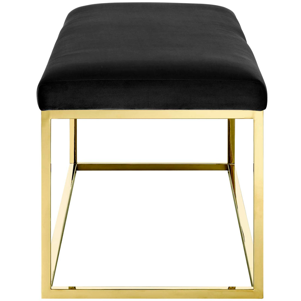 Gold Black Velvet Accent Chair Bench F5274