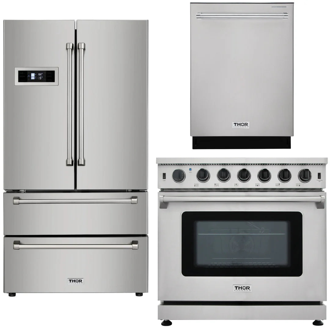 36 in. Natural Gas Range, Refrigerator, Dishwasher T24662
