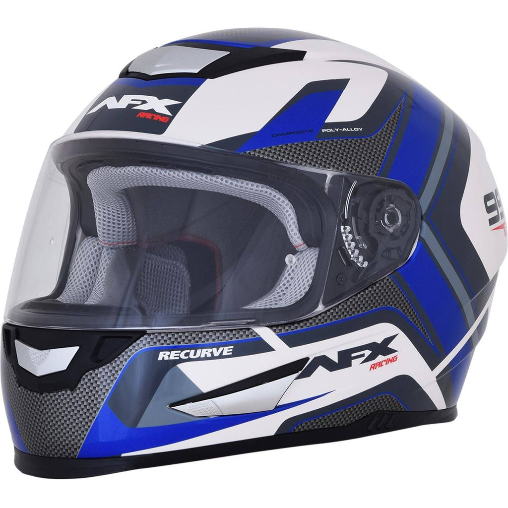 Pearl White/Blue Recurve Helmet A2606