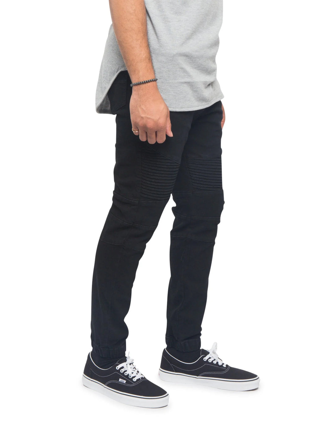 Slim Fit Biker Denim Jogger Jeans Black 4XL Y330374