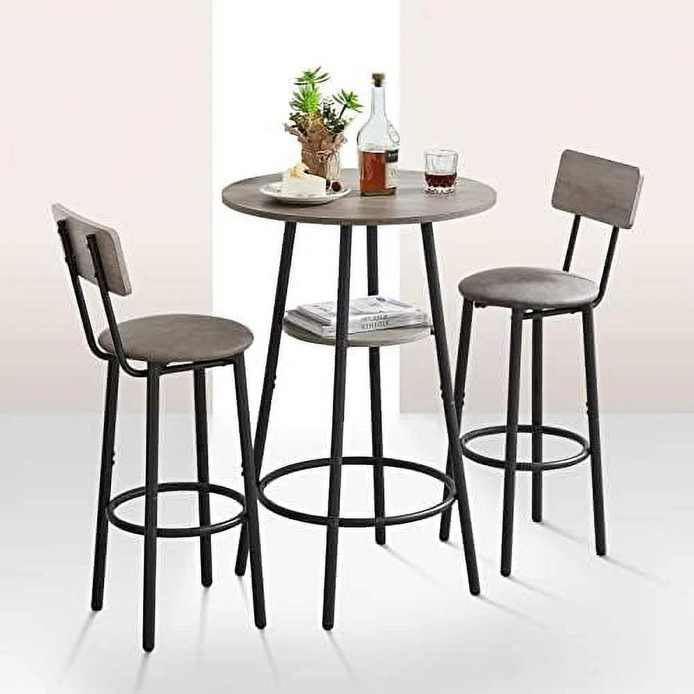 3 Piece Metal and Wood Table and Stools Set I228