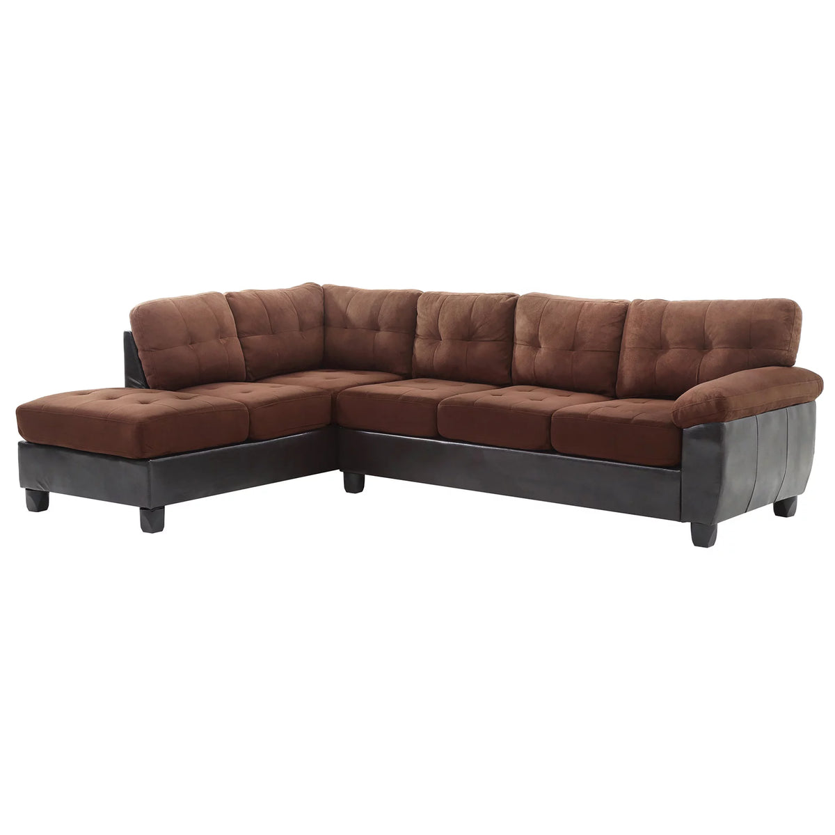 Chocolate and Black 2-PC Sectional Sofa V5329