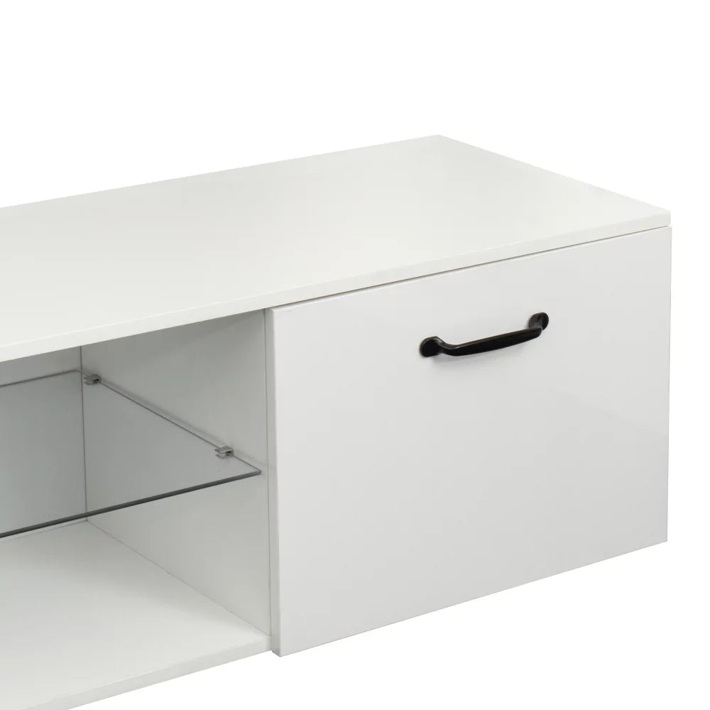 White TV Stand with Double Aluminum Lamp S650