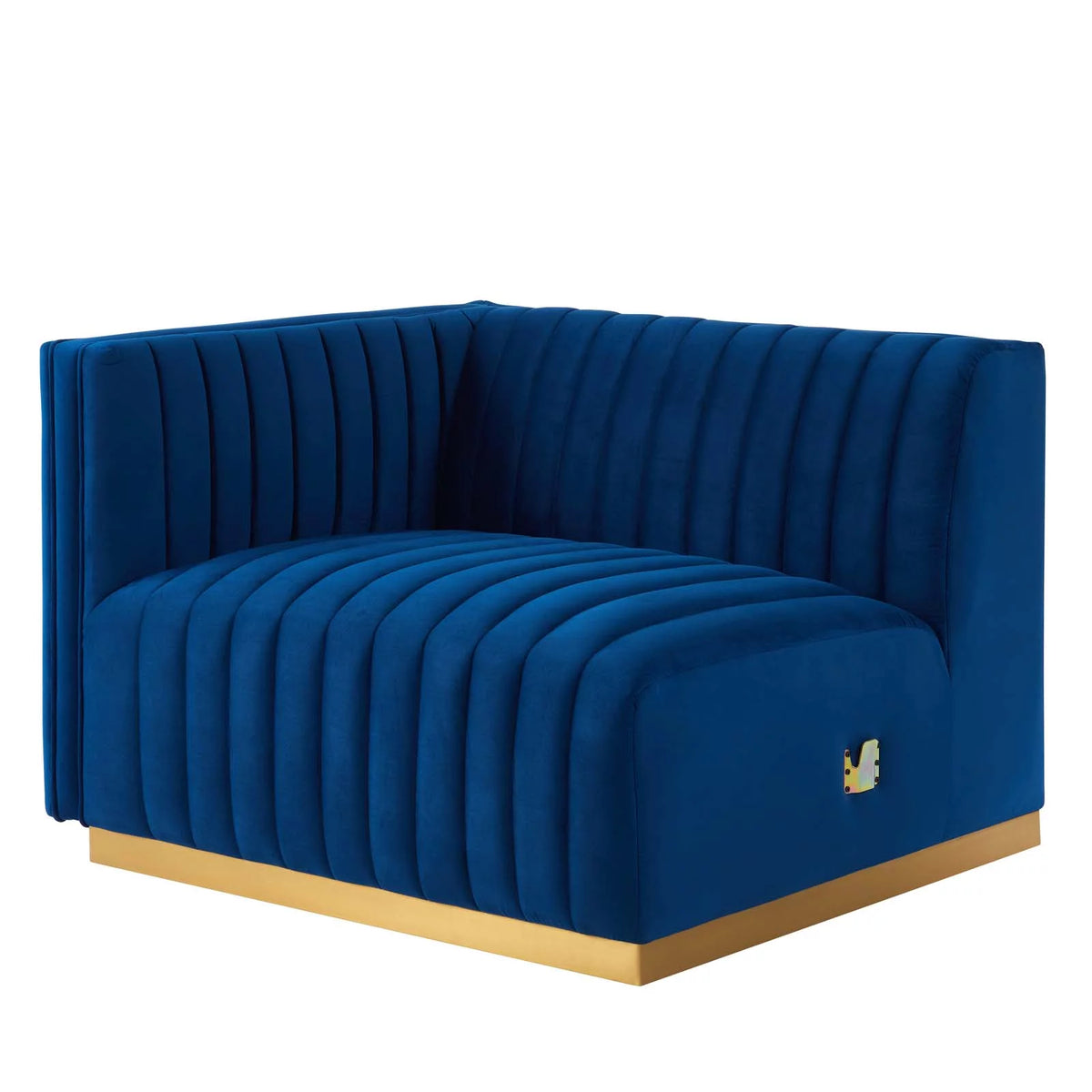 Gold Navy Velvet 5-Piece Sectional O1270