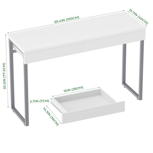 White Vanity Desk with 2 Drawers Z8191