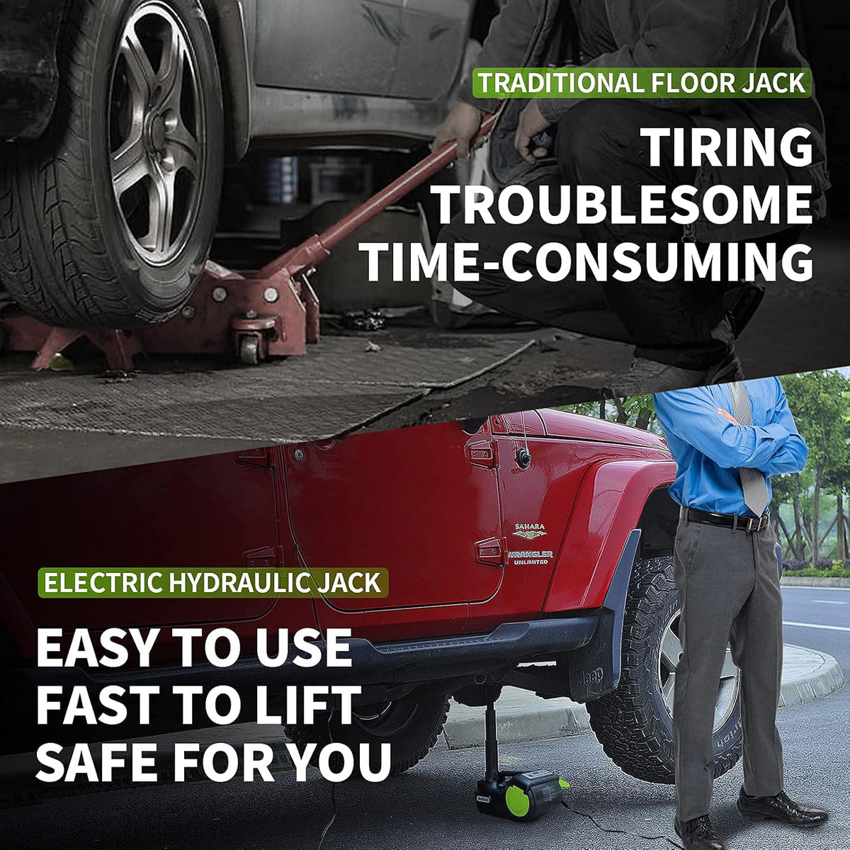 12V 5 Ton Electric Car Jack Kit with Impact Wrench & Inflator E7611