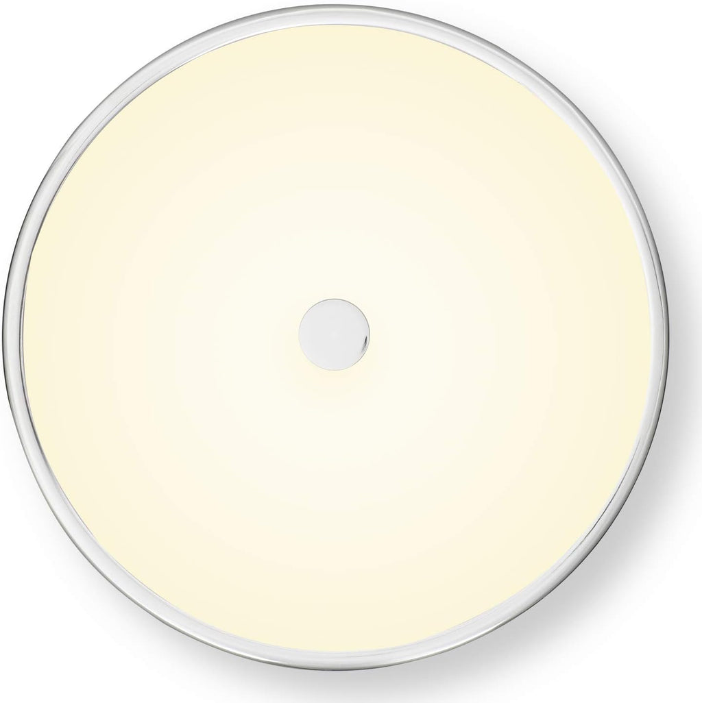 Chrome Flush Mount Ceiling Light, 18 Inch Diameter, LED Bulbs Included, 3000K, 2100 Lumens, Ribbed Glass Shade, Dimmable W8239