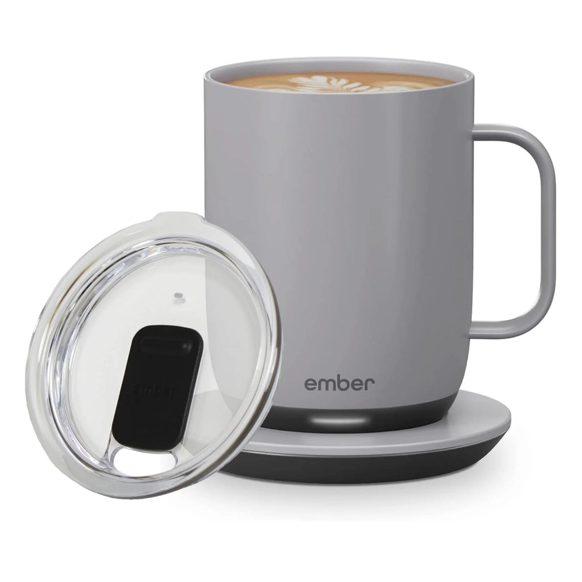14 oz Grey Heated Coffee Mug with Splash-Proof Sliding Lid M312
