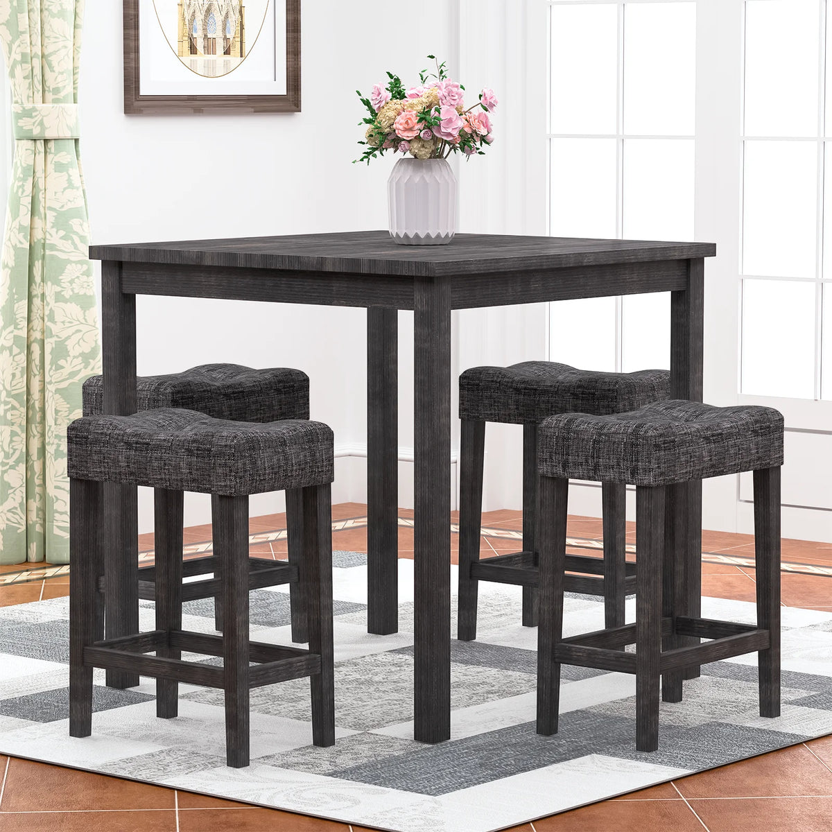 Counter Height Dining Table Set of 5 Gray O984049