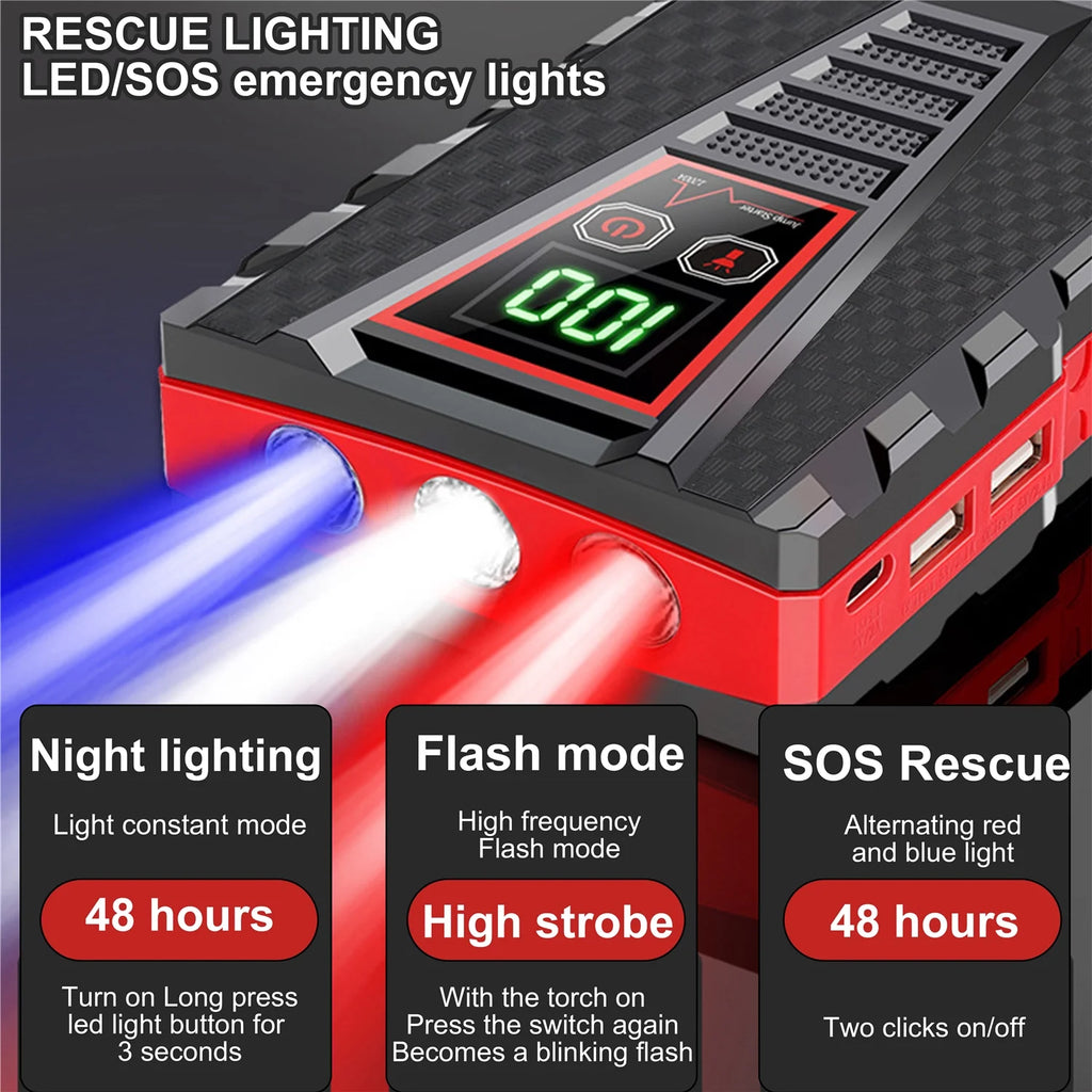 Car Jump Starter 5000A Peak 99800mAh Battery Portable Power Bank T728