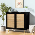 Black 2 Rattan Door Accent Cabinet M89681