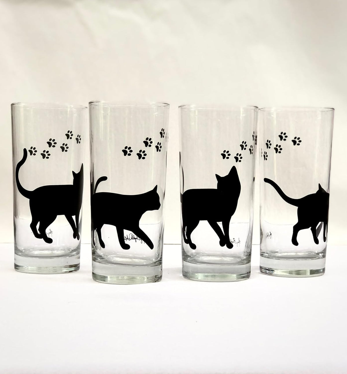 Set of 4 Black Cat Glasses X7310