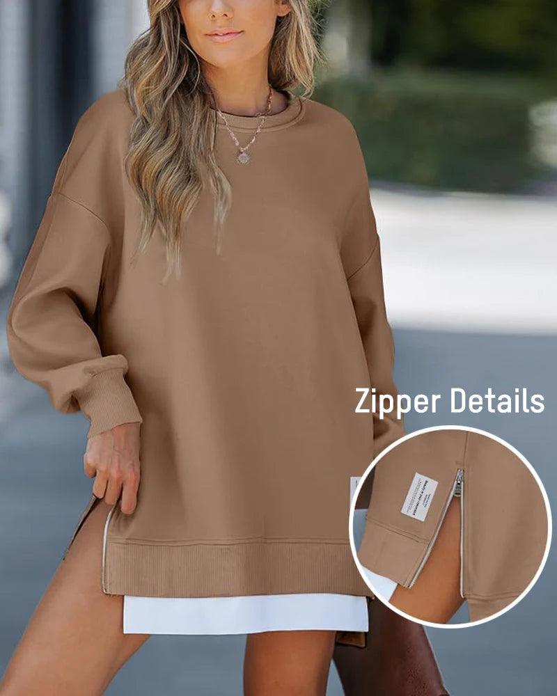Long Sleeve Zipper Oversized Sweatshirt Q482029
