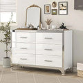 Modern Mirrored 6-Drawer Wooden Dresser with Metal Handles S245881