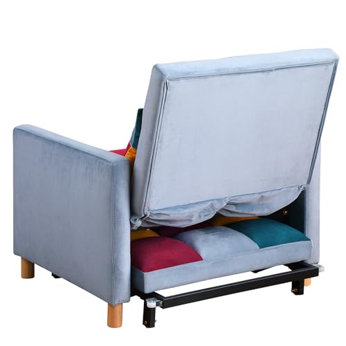 3-in-1 Convertible Chair Bed, 31.5 Inch Pull Out Sofa Bed with Adjustable Backrest, Solid Wood Feet W637441