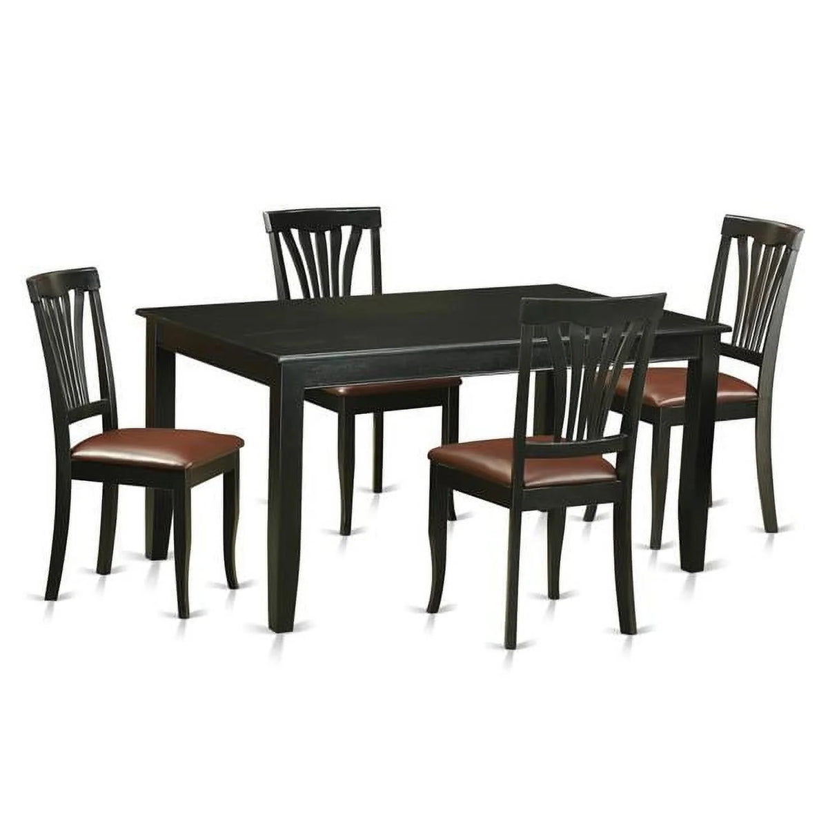 Black 5 Piece Faux Leather Dinette Set Y5061