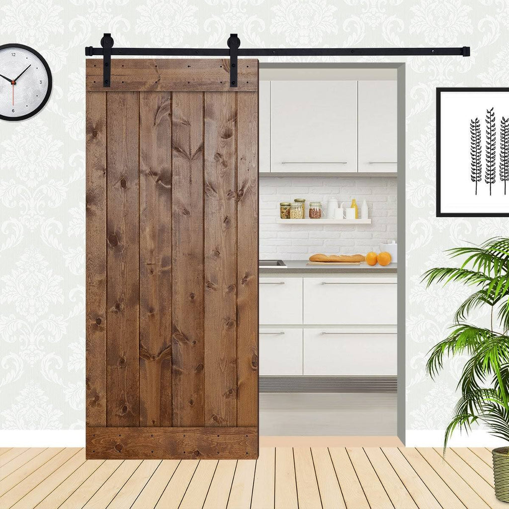Paneled Wood Barn Door with Installation Hardware Kit N8900