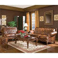 2 Piece Brown Leather Sofa Set Q8093