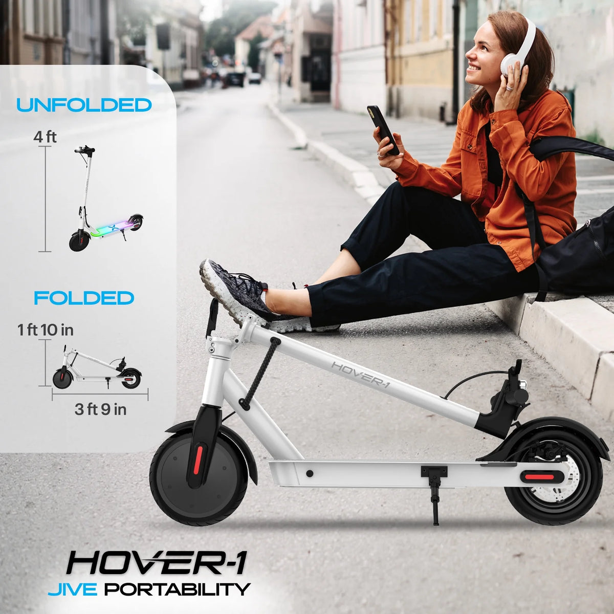 Self Balancing Folding Electric Scooter, 8.5 in Wheels, White I657