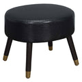 Black Faux Leather Ottoman Stool I674