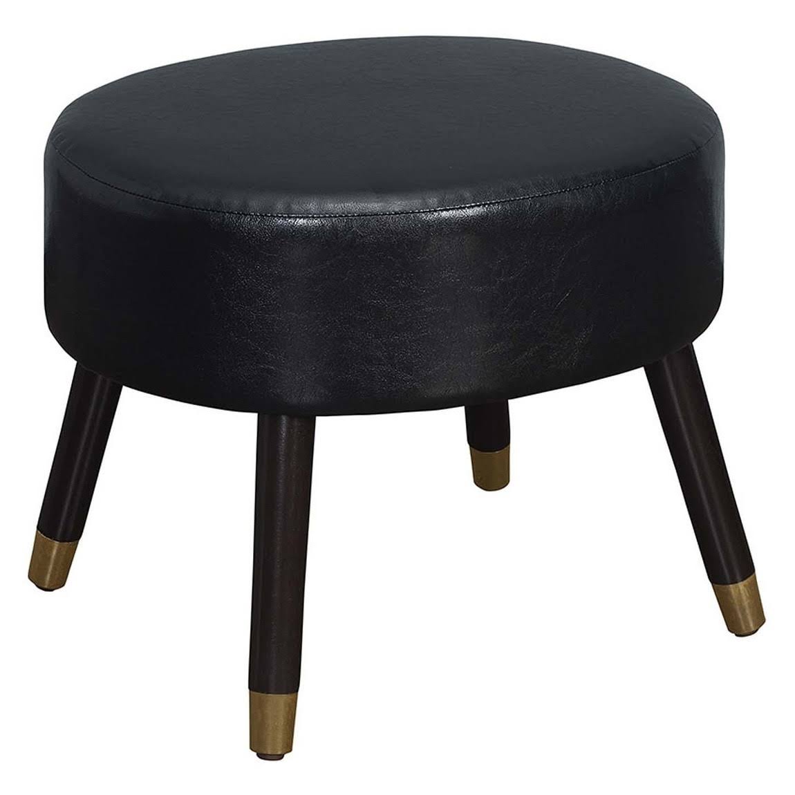 Black Faux Leather Ottoman Stool I674
