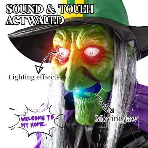 12 Ft Animated Hovering Witch with Sound & Touch Activated Sensor V5032