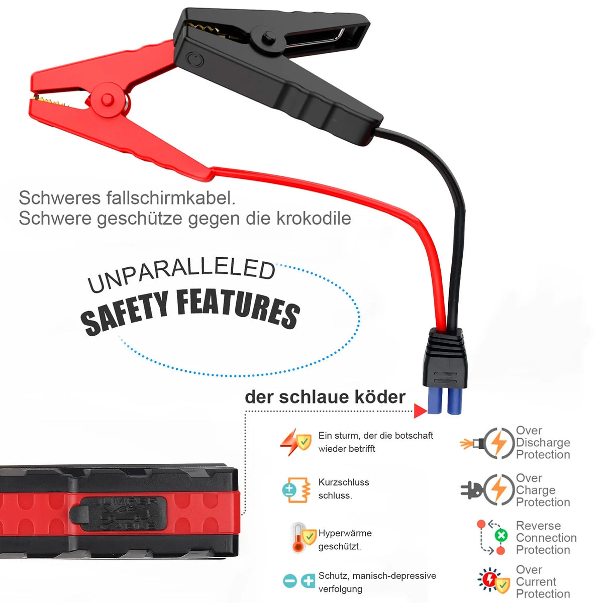 Car Jump Starter 5000A Peak 99800mAh Battery Portable Power Bank T728