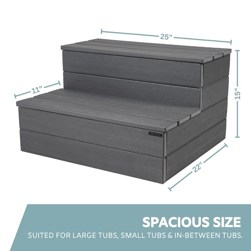Hot Tub Steps, Gray Non-Slip, Heavy Duty Outdoor Spa Stairs N421506