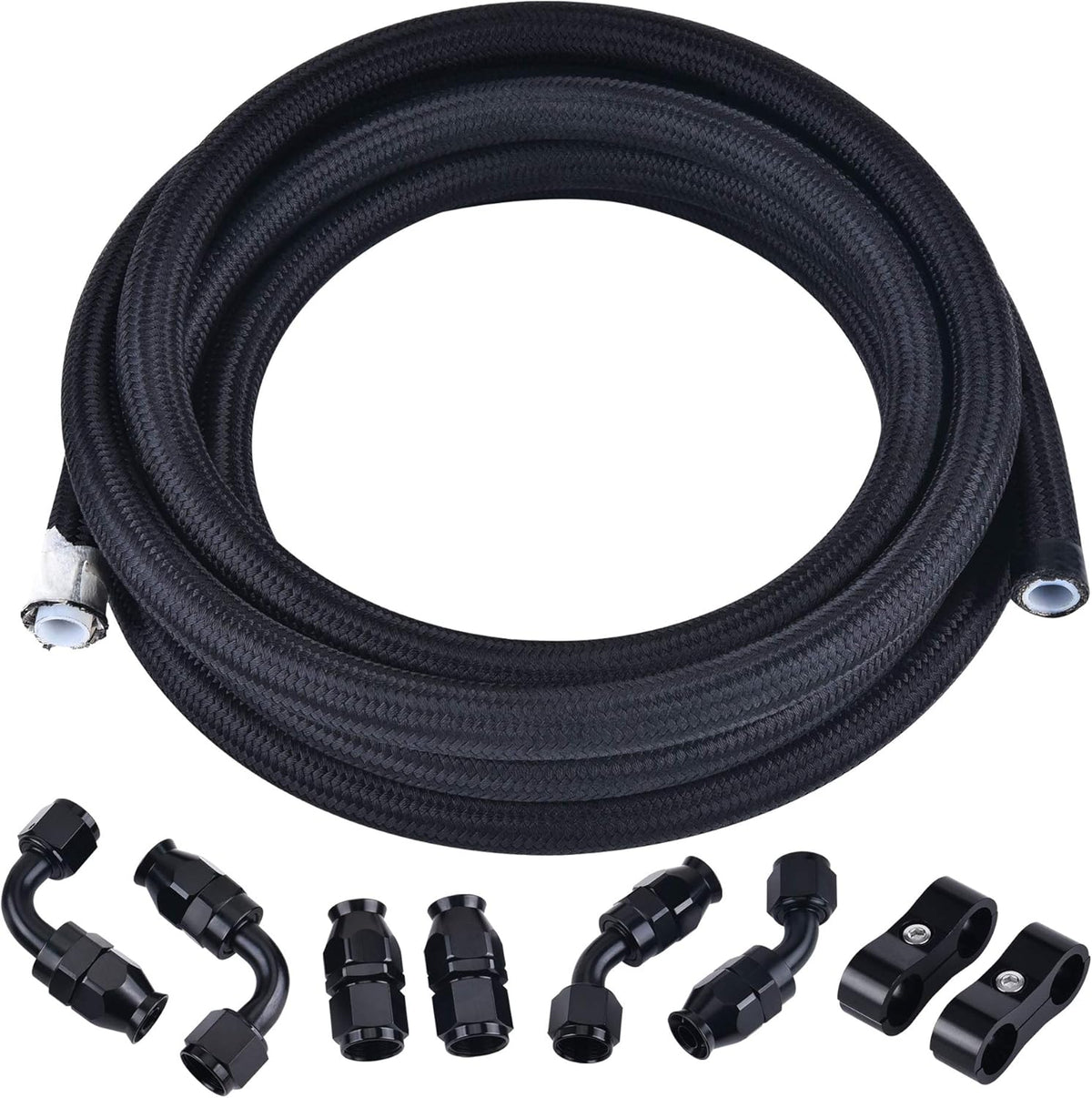 6AN PTFE Stainless Steel Braided Fuel Hose 10FT (5/16Inch ID) Pack of 2 Z9234