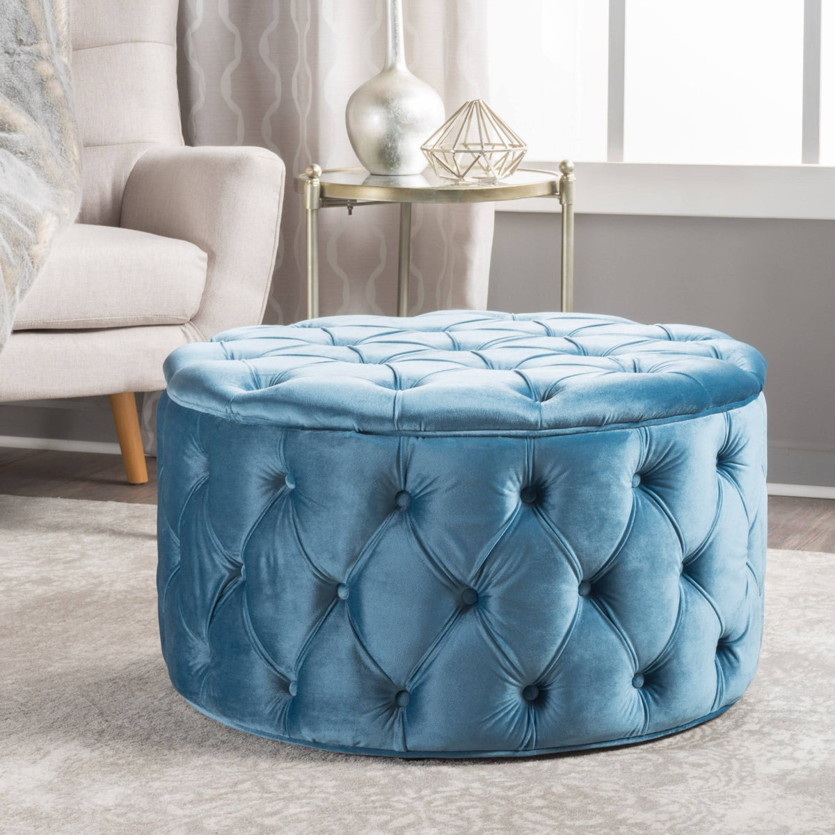 Fuchsia Round Ottoman N828