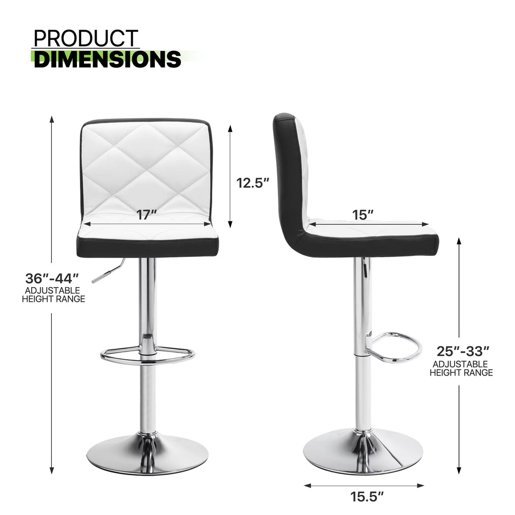 Set of 2 Faux Leather Adjustable Swivel Barstools G13321