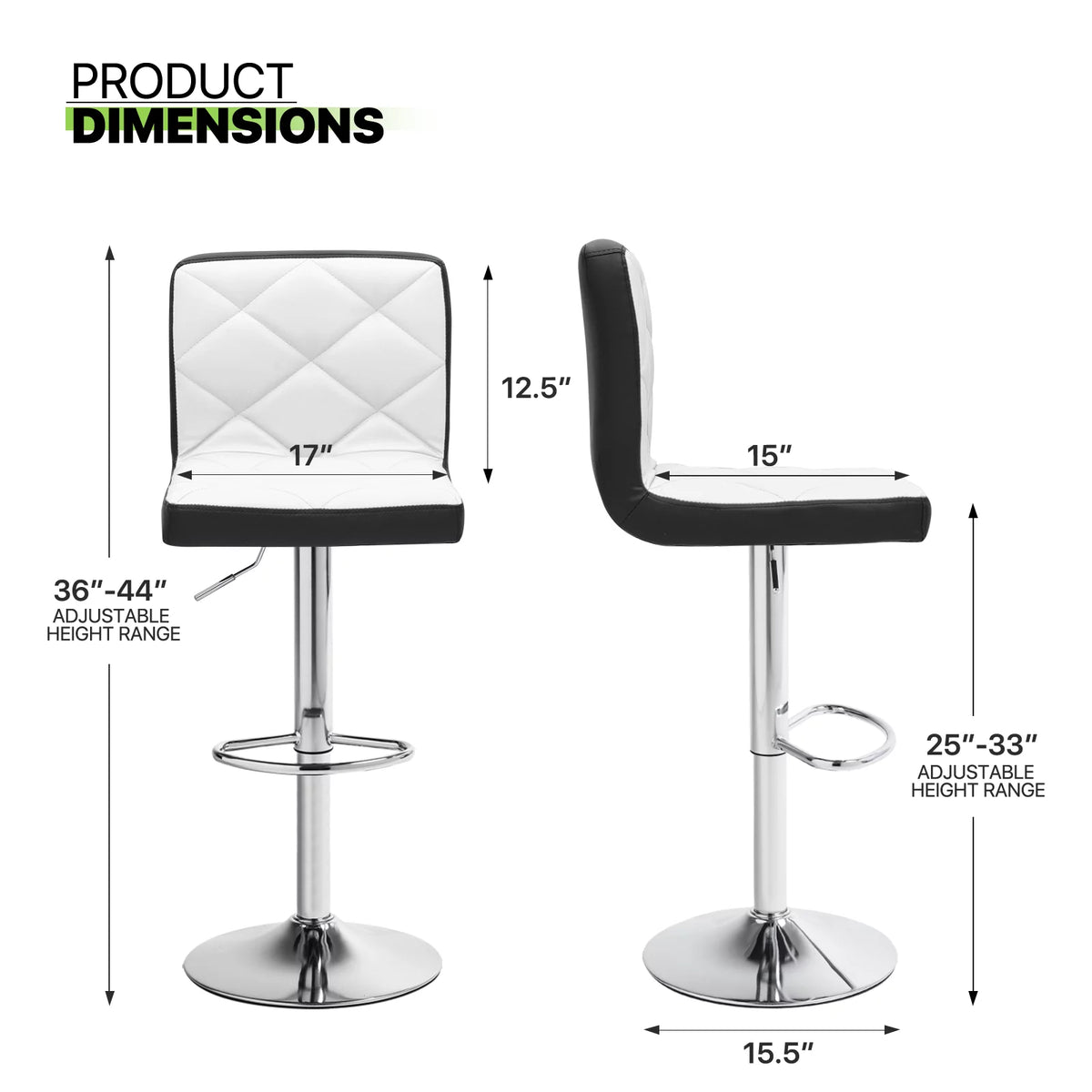 Set of 2 Faux Leather Adjustable Swivel Barstools G13321